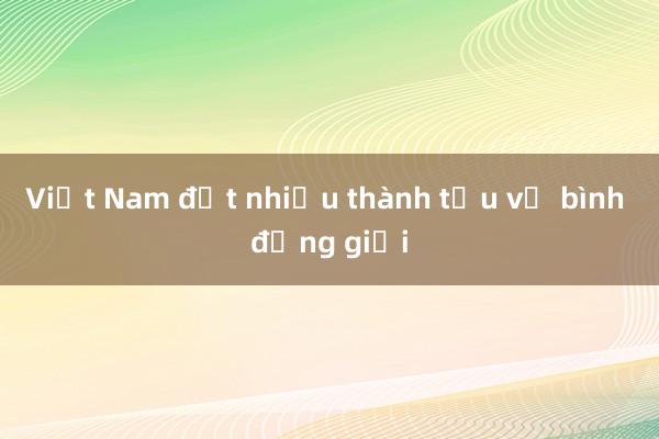 Việt Nam đạt nhiều thành tựu về bình đẳng giới